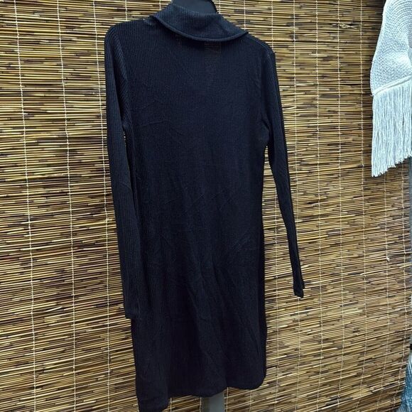 MICHAEL KORS Womens Black Ribbed Logo Chain Lace up Neck Long Sleeve Collared Sh - Picture 3 of 3